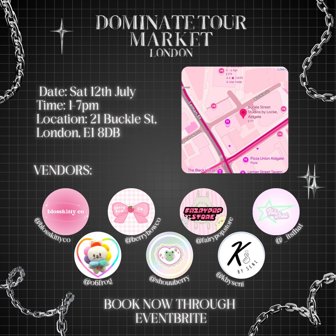 blosskitty's tweet photo. STRAY KIDS DOMINATE MARKET IN LONDON 🖤⛓️
when: 12th july 2025
where: buckle street studios, london

book your ticket now! 🛒
https://t.co/zcPI5wwRrZ

vendors: @o6frog @blosskittyco @shouuberry @KbySeni fairypop berrybowco &amp; _itsthat https://t.co/L3yWHcGq0z