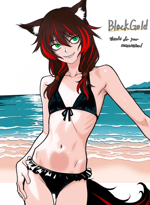 BlackGold`OCのRenaちゃんを描きました #skeb