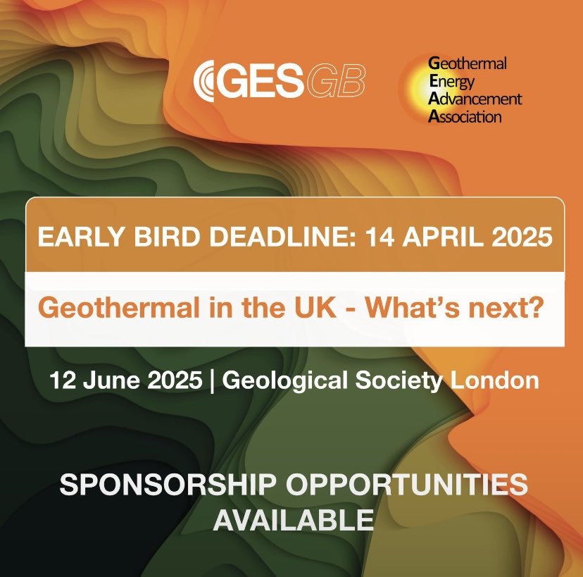 Eren Günüç (@erengun3) on Twitter photo Speaking at the #GeothermalConference 2025 in #London this June!
📅 12 June – <a href="/GeolSoc/">The Geological Society</a>
🌍 Topic: #Geothermal in the UK – What’s Next?
From heat pumps to deep geothermal & oil/gas well conversion.
🎟️ Early bird ends 14 April! Save up to 25%
ges-gb.org.uk/events/geother… Speaking at the #GeothermalConference 2025 in #London this June!
📅 12 June – <a href="/GeolSoc/">The Geological Society</a>
🌍 Topic: #Geothermal in the UK – What’s Next?
From heat pumps to deep geothermal & oil/gas well conversion.
🎟️ Early bird ends 14 April! Save up to 25%
ges-gb.org.uk/events/geother…