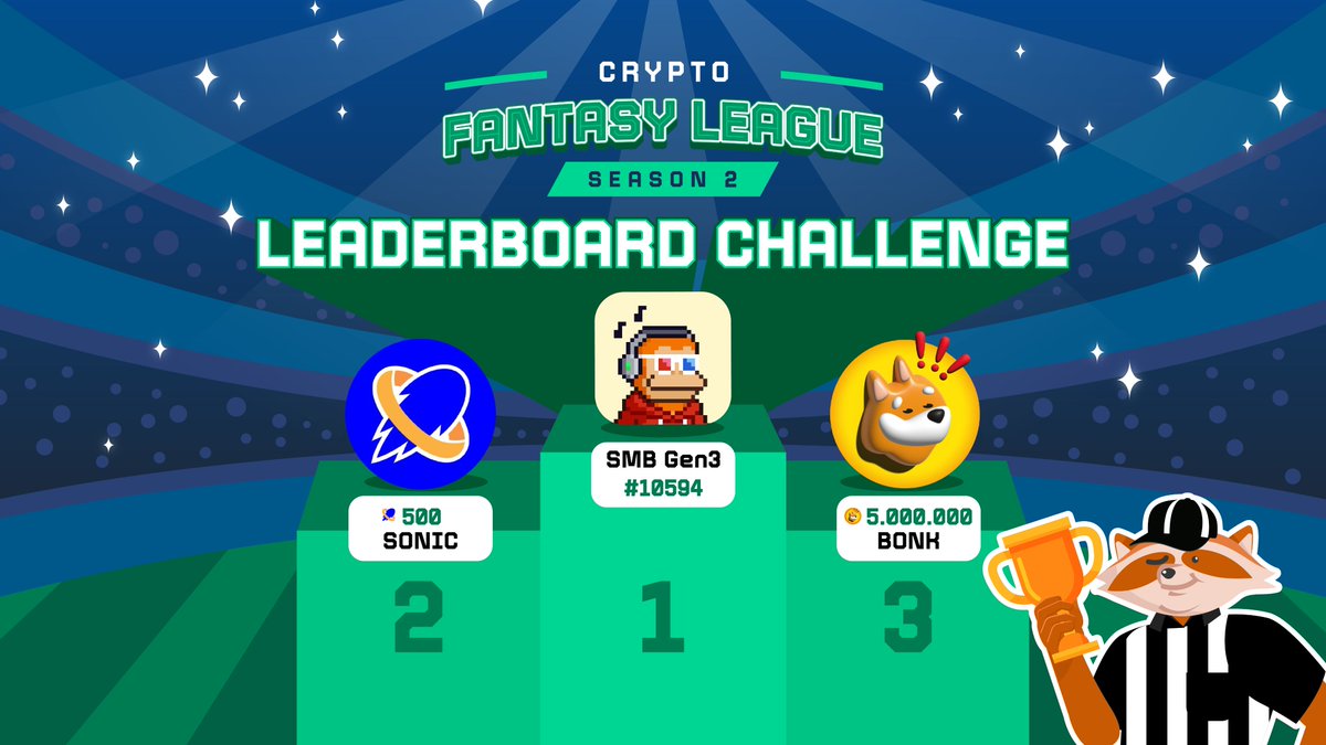 📢 Announcing 📢 
CFL 𝐒𝐞𝐚𝐬𝐨𝐧 𝟐 Leaderboard Challenge ⚽

🗓️ April 9, 17:00 UTC – May 31, 17:00 UTC

🏆 Prizes:
🥇 SMB Gen3 #10594
🥈 500 $SONIC
🥉 5M $BONK

Season 1 was wild — let’s make Season 2 even bigger.
Double your SOL: cfl.so
