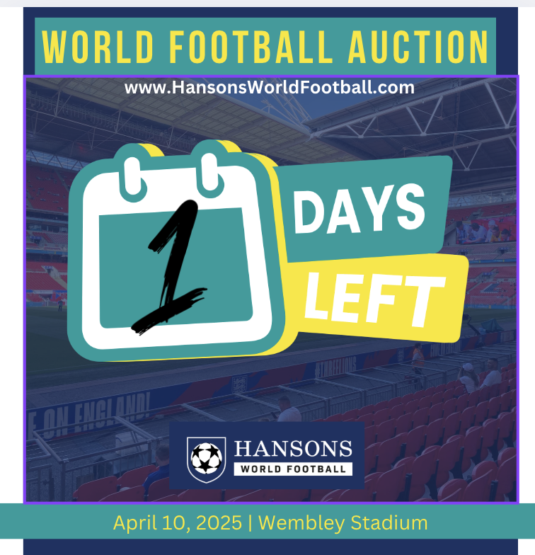 One day to go. Register today. hansonsworldfootball.com. Buy Pele, Maradona, Hurst, Banks, Matthews, World Cup, Santos, Brazil, Argentina, Leeds United, Manchester United, Nottingham Forrest, Newcastle United and Brighton and Hove Albion memorabilia. 
#santosfc 
#Brazil
#LUFC