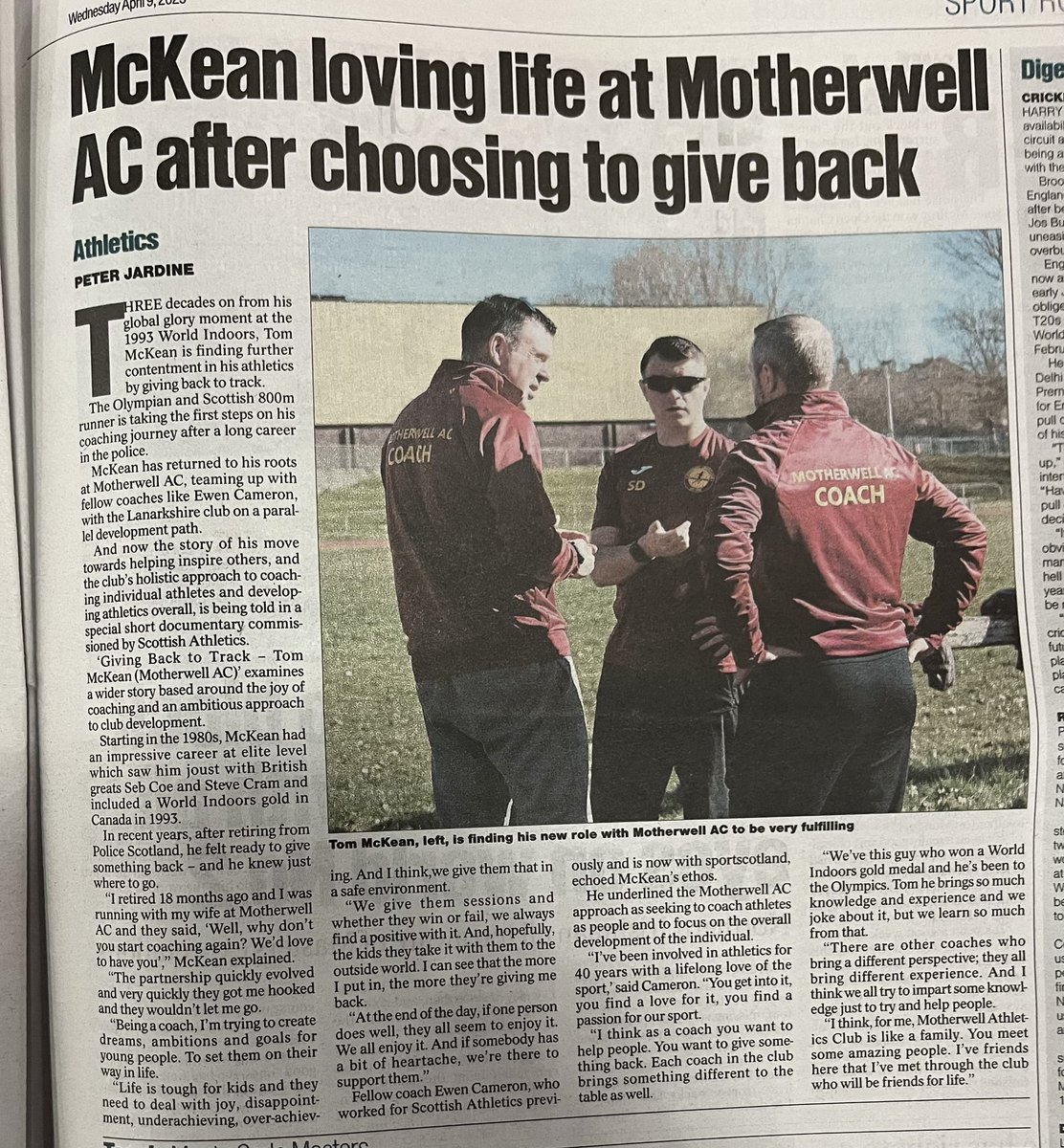 scottishathletics (@scotathletics) on Twitter photo MEDIA COVERAGE
#SALbelong
Great to see our Giving Back to Track story making headlines today <a href="/HeraldSportScot/">Herald Sport</a> <a href="/heraldscotland/">The Herald</a> <a href="/MtthwJhnstn/">Matthew Johnston</a> 👍
Great for <a href="/UrbaneMediaLTD/">Urbane Media</a> <a href="/MotherwellAC/">Motherwell AC</a> 👏
<a href="/SALChiefExec/">SALChiefExec</a> <a href="/SAL_Coaching/">scottishathletics coaching team</a> <a href="/katymaybarden/">Katy Barden</a> <a href="/BrianWhittle/">Brian Whittle OLY</a> <a href="/ewencameronruns/">Ewen Cameron</a>
<a href="/OvensDavid/">David Ovens</a> MEDIA COVERAGE
#SALbelong
Great to see our Giving Back to Track story making headlines today <a href="/HeraldSportScot/">Herald Sport</a> <a href="/heraldscotland/">The Herald</a> <a href="/MtthwJhnstn/">Matthew Johnston</a> 👍
Great for <a href="/UrbaneMediaLTD/">Urbane Media</a> <a href="/MotherwellAC/">Motherwell AC</a> 👏
<a href="/SALChiefExec/">SALChiefExec</a> <a href="/SAL_Coaching/">scottishathletics coaching team</a> <a href="/katymaybarden/">Katy Barden</a> <a href="/BrianWhittle/">Brian Whittle OLY</a> <a href="/ewencameronruns/">Ewen Cameron</a>
<a href="/OvensDavid/">David Ovens</a>