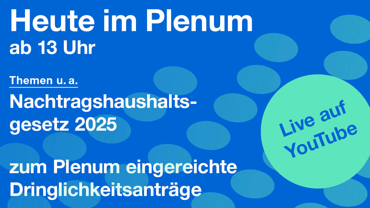 Heute u. a. in der 48. Plenarsitzung #LTBY:
▶️ Zweite Lesungen: „Nachtragshaushaltsgesetz 2025“ &amp; „Bayerisches Krankenhausgesetz“
▶️ Beratung der zum Plenum eingereichten #Dringlichkeitsanträge der Fraktionen

LIVE mitverfolgen auf: youtube.com/watch?v=PNBY-x…