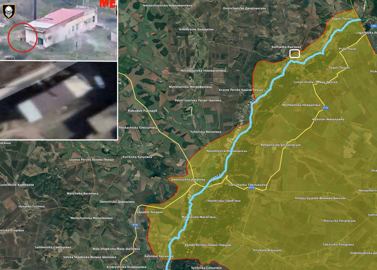 JulianRoepcke's tweet photo. #NewsMap
Situation in Eastern #Kharkiv oblast remains critical for Ukraine. Russian invasion forces captured the center of #Kamyanka, which is the 6th village on the Western shore of the #Oskil river under their control. The “natural barrier” is now widely behind the Russians. https://t.co/zVITtb0PRD
