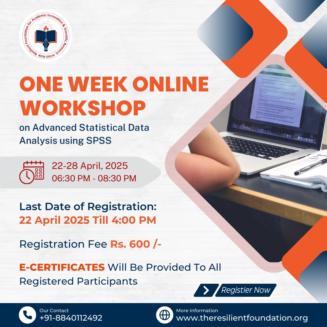 resilient_fdn's tweet photo. If you are a student, researcher, or professional and want to improve your data analysis skills, join our one-week online workshop on advanced statistical data analysis using SPSS.
#SPSSWorkshop #StatisticsTraining #SkillsDevelopment #DataScienceTraining #ResilientFoundation https://t.co/0c66ECoJeR