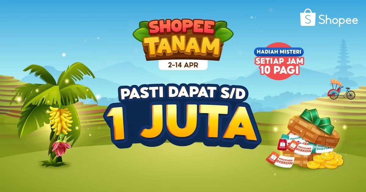 Pasti Dapat s/d 1JT dan Panen Hadiah Misteri Setiap Jam 10 Pagi. #TanamSekarang! shp.ee/08hpi4wslc9