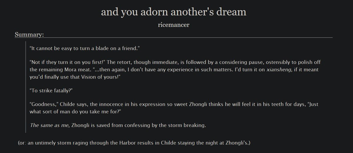 ricemancer's tweet image. 🌙 and you adorn another's dream
🌙 #zhongchili for fans of grown men having sleepovers (me)
🌙 archiveofourown.org/works/64500862