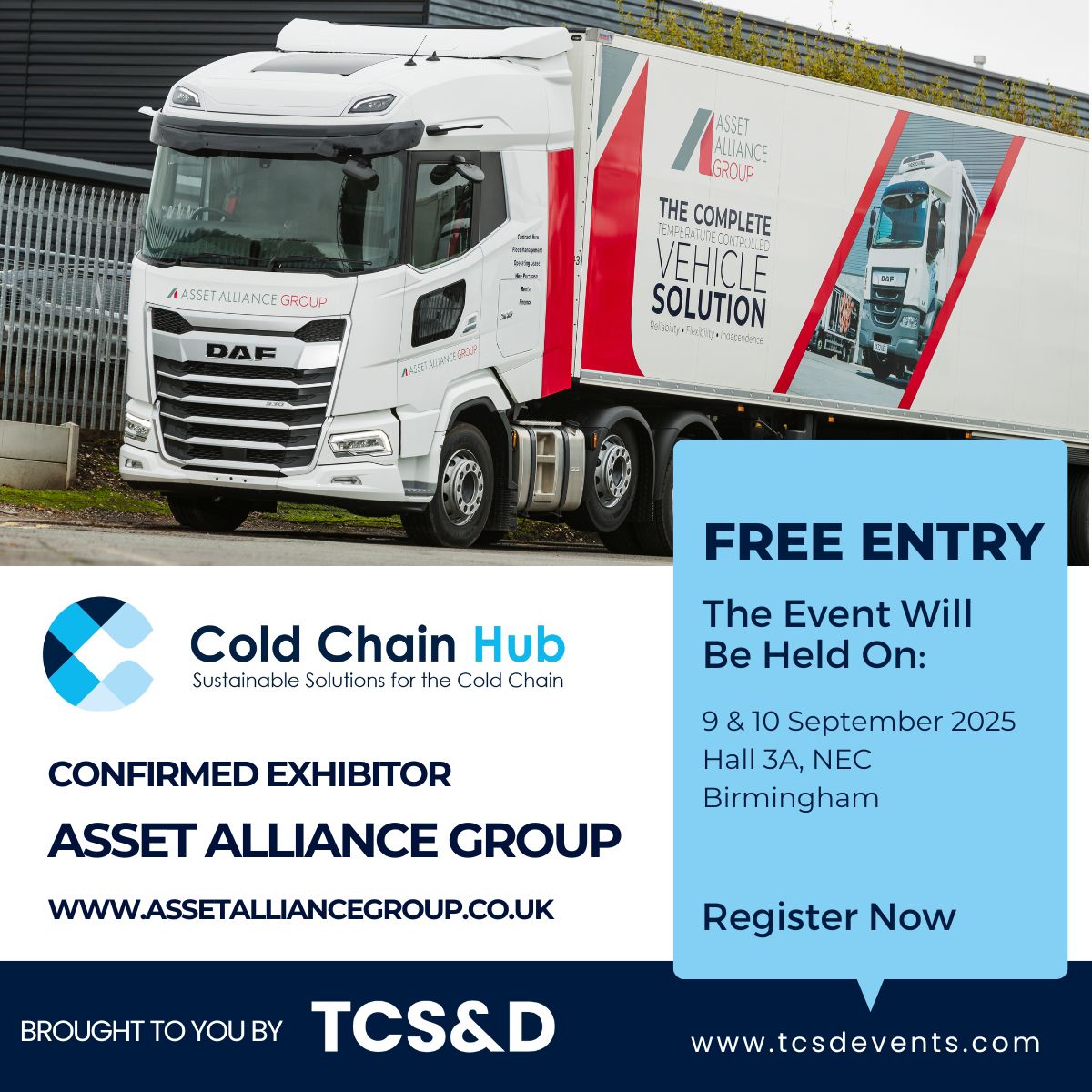 TCS&D Magazine (@tcsandd) on Twitter photo Visit <a href="/Asset_Alliance/">Asset Alliance Group</a> at TCS&D's Cold Chain Hub on the 9th & 10th September.
Register today at rfg.circdata.com/publish/CCH25/
#tcsd25 #coldchain #supplychain #logistics #refrigeratedtransport #food #foodservice #rental #contracthire #refrigeratedvehicles Visit <a href="/Asset_Alliance/">Asset Alliance Group</a> at TCS&D's Cold Chain Hub on the 9th & 10th September.
Register today at rfg.circdata.com/publish/CCH25/
#tcsd25 #coldchain #supplychain #logistics #refrigeratedtransport #food #foodservice #rental #contracthire #refrigeratedvehicles