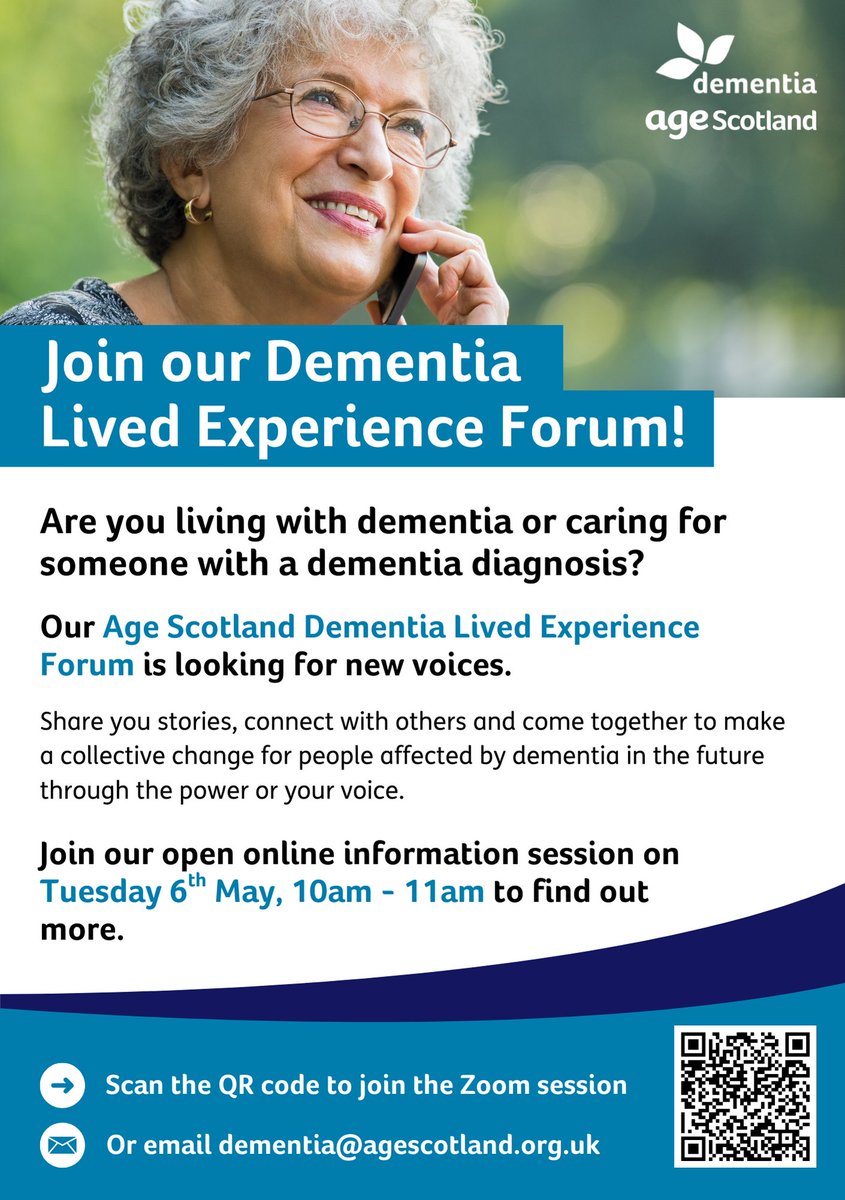 The Age Scotland Dementia Lived Experience Forum is looking for new voices. Full details below!