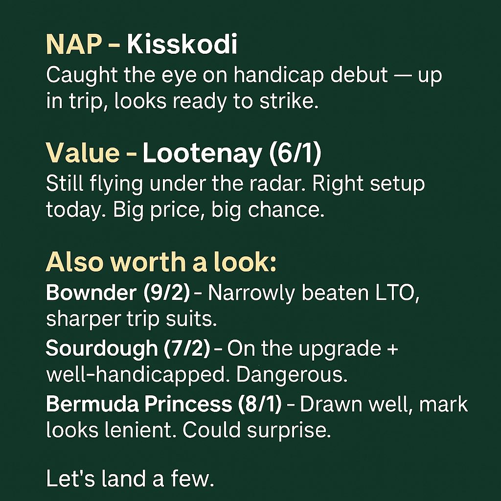 FurLongFix's tweet photo. 10am Drop – FurlongFix Tips

#FurlongFix #RacingTips #NAPoftheDay #ValuePlay #HorseRacing https://t.co/5roylCRjJZ