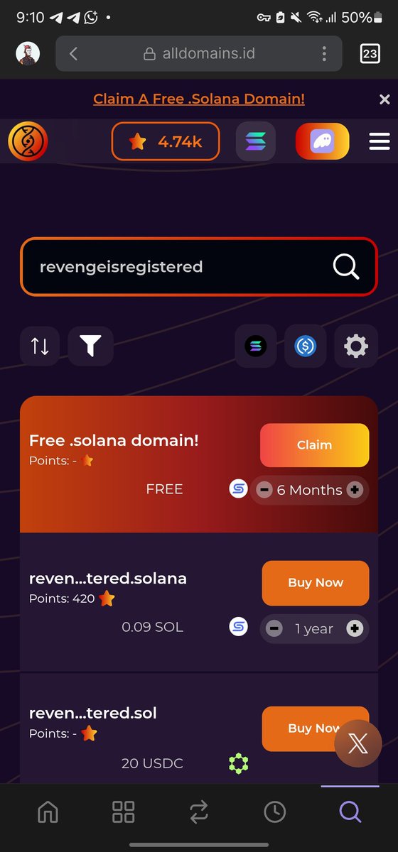 abviokbest's tweet photo. Gm ☕️ web3

Woke up and decided to join the @AllDomains_ #RevengeIsRegistered challenge by minting (revengeisregistered.solana) domain early this morning 🌄 

How did i do @AllDomains_ ?

WAGMI to all @AllDomains_ believers! https://t.co/UbI3QKvtIQ