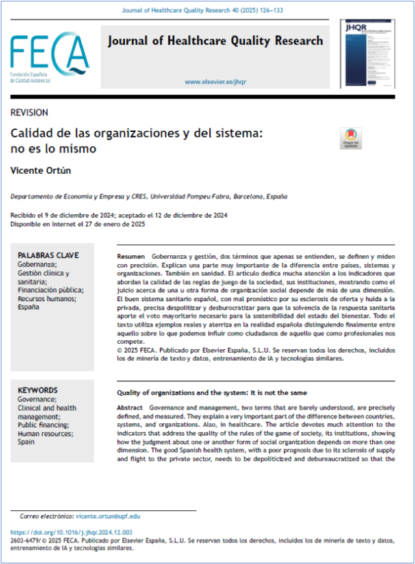 JHealthQualityR's tweet photo. 📰 Quality of organizations and the system: It is not the same
✏️Review by V Ortún in the @JHealthQualityR #RevistaSECA #JHQR
👉 https://t.co/mka42EtqP2
✅ #QualityHealthcare #Governance #ClinicalManagement #HealthManagement #PublicFinancing #HumanResources #Spain https://t.co/EX77VgQm7w
