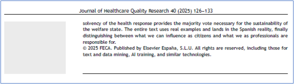 Journal of Healthcare Quality Research (@jhealthqualityr) on Twitter photo 📰 Quality of organizations and the system: It is not the same
✏️Review by V Ortún in the <a href="/JHealthQualityR/">Journal of Healthcare Quality Research</a> #RevistaSECA #JHQR
👉 bit.ly/4iB0gRA
✅ #QualityHealthcare #Governance #ClinicalManagement #HealthManagement #PublicFinancing #HumanResources #Spain 📰 Quality of organizations and the system: It is not the same
✏️Review by V Ortún in the <a href="/JHealthQualityR/">Journal of Healthcare Quality Research</a> #RevistaSECA #JHQR
👉 bit.ly/4iB0gRA
✅ #QualityHealthcare #Governance #ClinicalManagement #HealthManagement #PublicFinancing #HumanResources #Spain