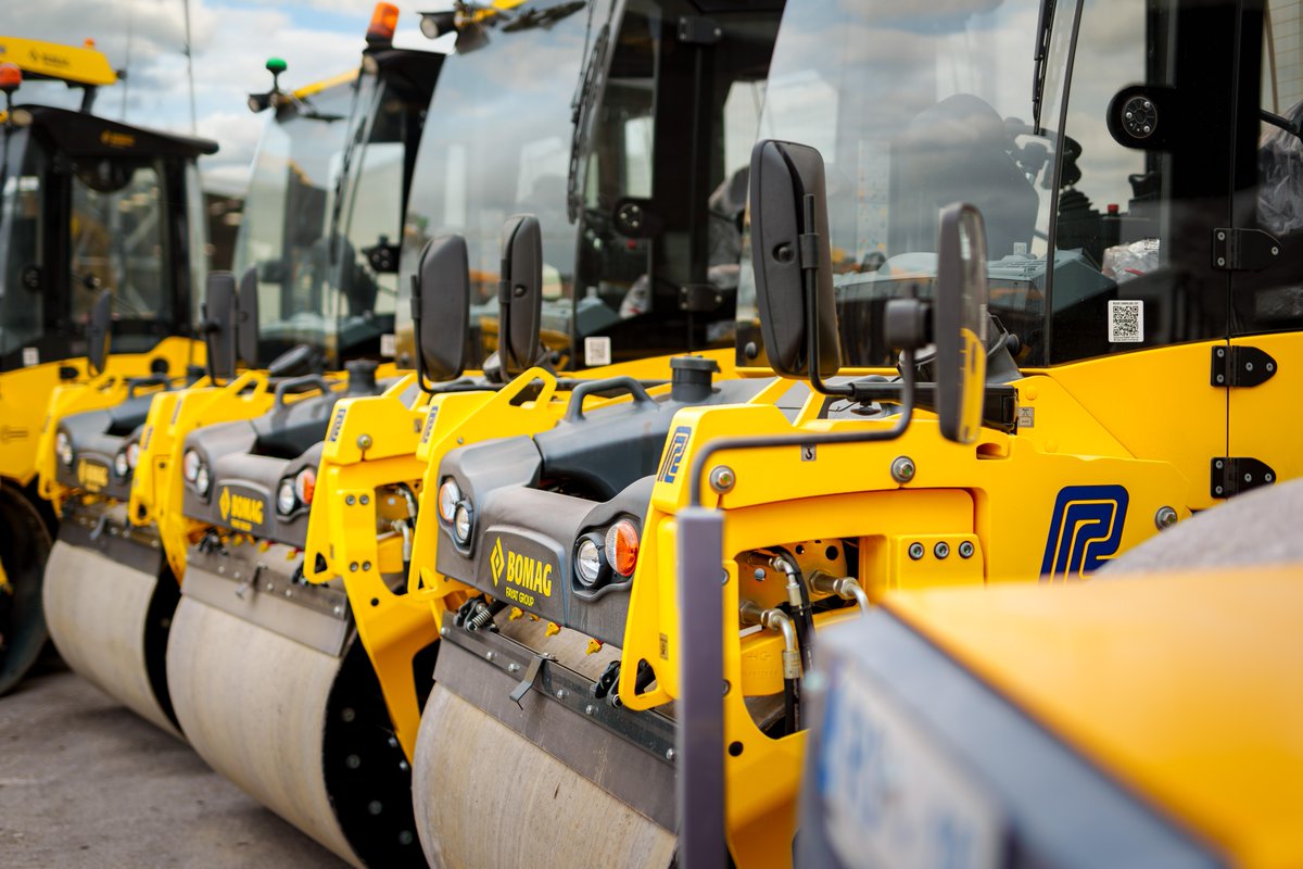 roadstoneLtd's tweet photo. Did you guess what the machinery is for? Meet our new Bomag Rollers for Tarmacadam! These are just a few of the latest additions to our growing fleet, including  Vogele tandem rollers, Automatic Feeders, and Bomag and Vogele Road Pavers #heavyMachinery #QuarryLife #Tar #Roadstone https://t.co/tqlFJSrKwT