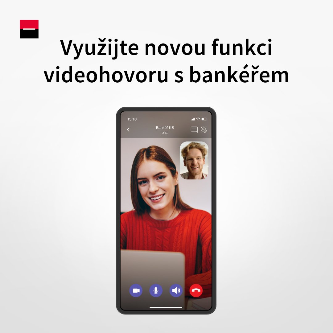 komercka's tweet photo. [#KBplus] 📱 Novinka! Spojte se s bankéřem přes videohovor přímo v KB+. Žádné stahování aplikací – hovor probíhá přes prohlížeč v Microsoft Teams. Více informací na https://t.co/LydDilqLAG. https://t.co/ygyZf88PQr