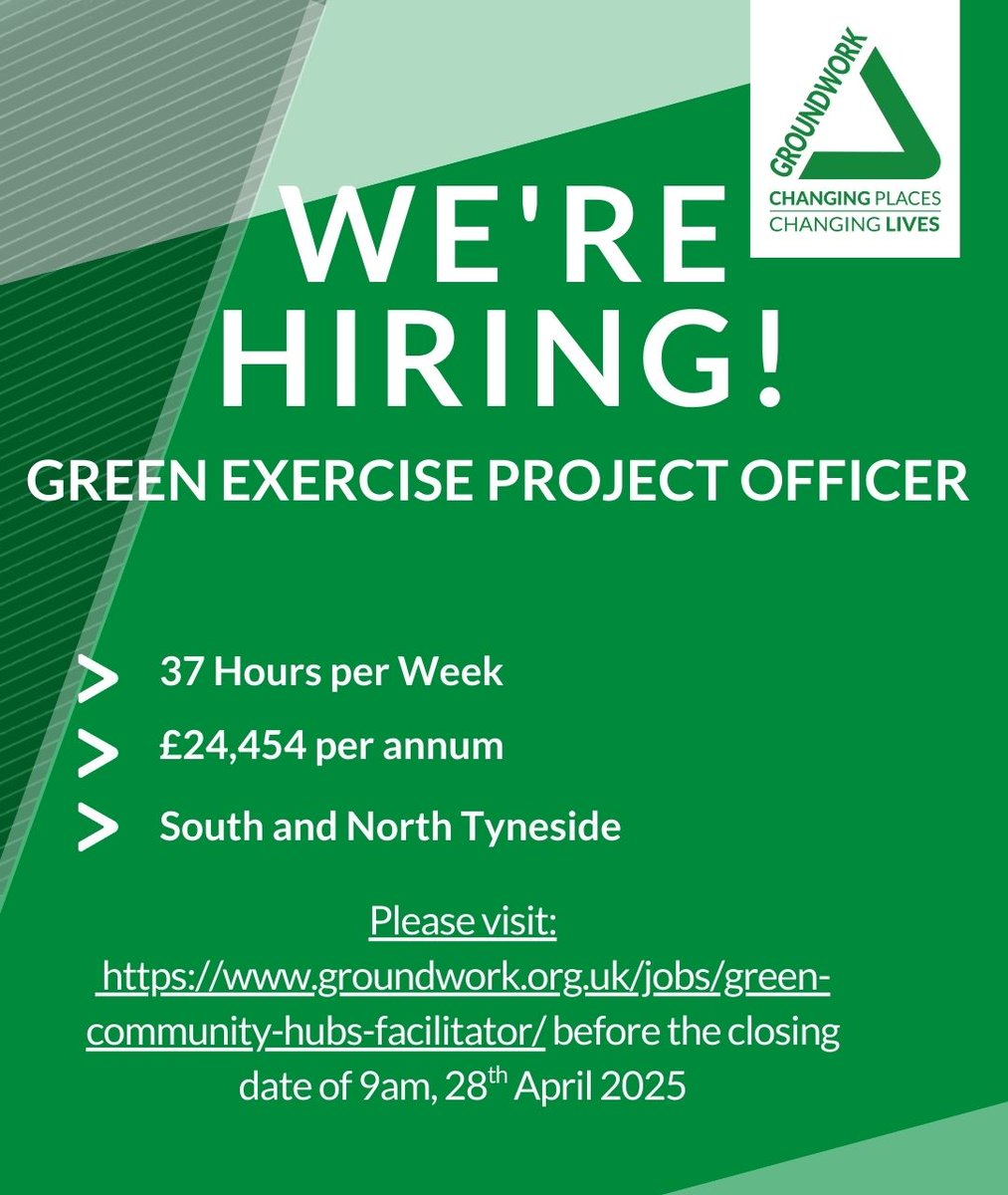 We're Hiring!

For more information about the role and to apply, please visit groundwork.org.uk/.../green-exer…
