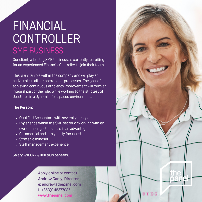 ThePanelDublin's tweet photo. Financial Controller (https://t.co/i7EltHWYpO) role is currently available with our client, a leading SME business.
For more information, contact Andrew Ganly at andrew@thepanel.com
#jobfairy #financialcontroller #finance #accountant #aca #acca #cima #SME https://t.co/BQPvGaywsq