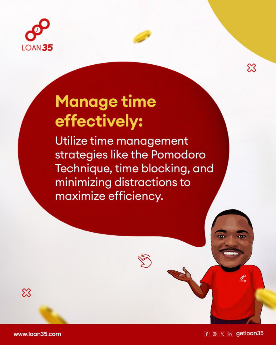 getloan35's tweet photo. Staying productive can be tough sometimes!
Here are 3 simple tips from Obi to help you stay on track. 

Try them out and let us know which one works best for you! 

#Loan35 
#ObiTips 
#ProductivityTips
#TimeManagement 
#Loaninlagos https://t.co/UEK6XJthtW
