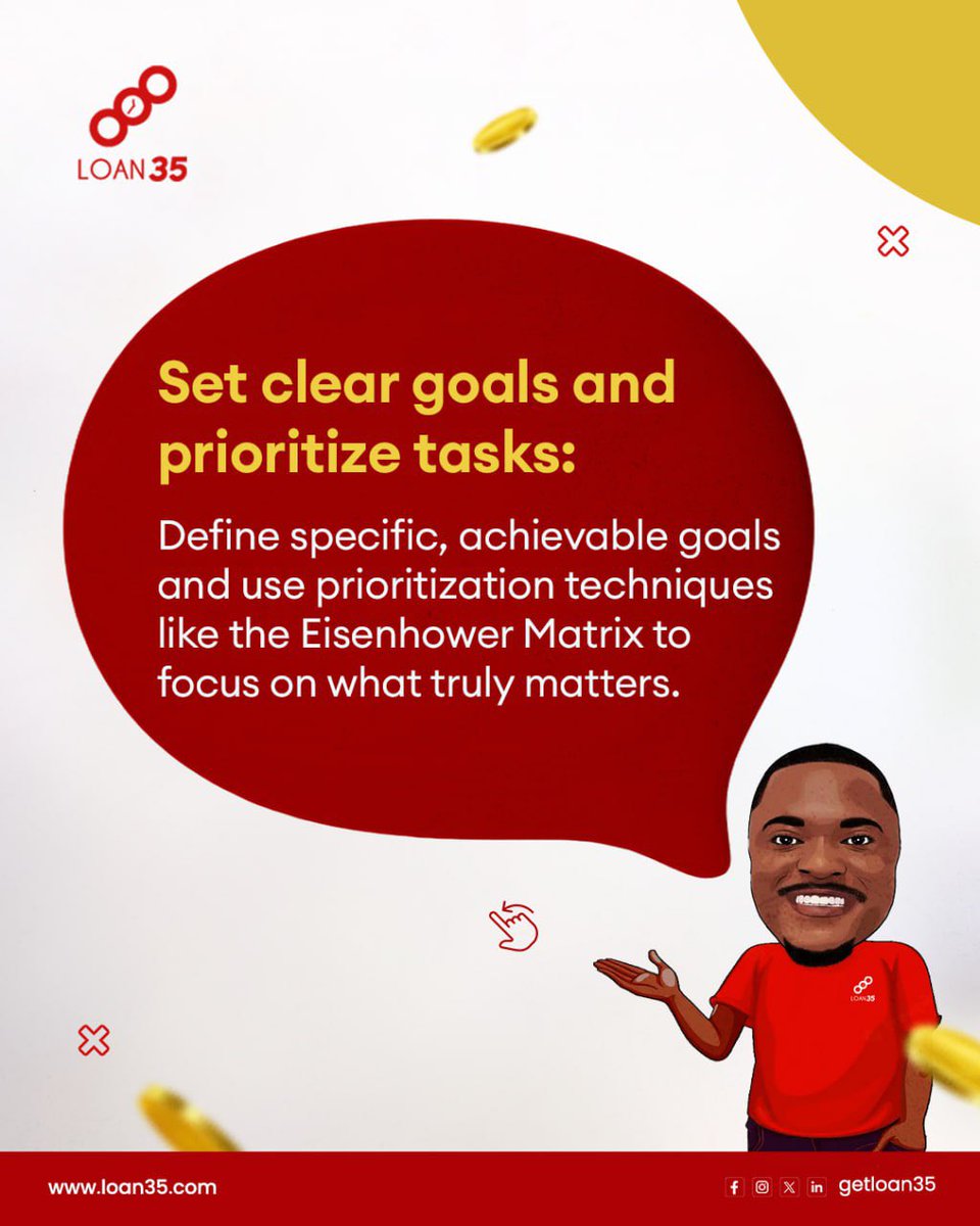 getloan35's tweet photo. Staying productive can be tough sometimes!
Here are 3 simple tips from Obi to help you stay on track. 

Try them out and let us know which one works best for you! 

#Loan35 
#ObiTips 
#ProductivityTips
#TimeManagement 
#Loaninlagos https://t.co/UEK6XJthtW