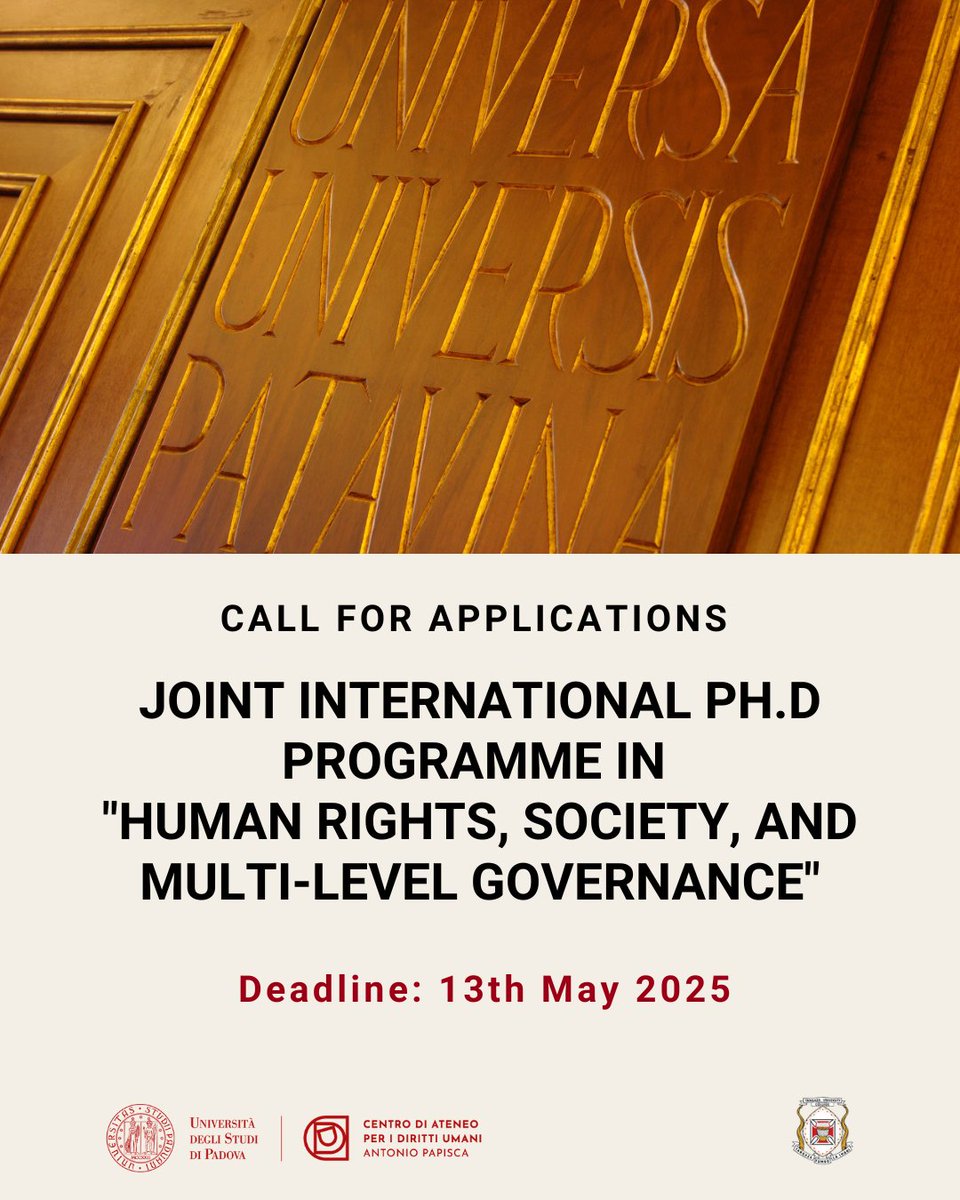 _dirittiumani's tweet image. The Call for Applications for the ๐๐จ๐ข๐ง๐ญ ๐๐ง๐ญ๐๐ซ๐ง๐๐ญ๐ข๐จ๐ง๐๐ฅ ๐๐ก๐ ๐๐ซ๐จ๐ ๐ซ๐๐ฆ๐ฆ๐ ๐ข๐ง ๐๐ฎ๐ฆ๐๐ง ๐๐ข๐ ๐ก๐ญ๐ฌ, ๐๐จ๐๐ข๐๐ญ๐ฒ, ๐๐ง๐ ๐๐ฎ๐ฅ๐ญ๐ข-๐ฅ๐๐ฏ๐๐ฅ ๐๐จ๐ฏ๐๐ซ๐ง๐๐ง๐๐ is open!
Deadline: ๐๐ ๐๐๐ฒ ๐๐๐๐ ๐๐ญ ๐:๐๐ ๐ฉ๐ฆ
๐ bit.ly/PhD_humanrights