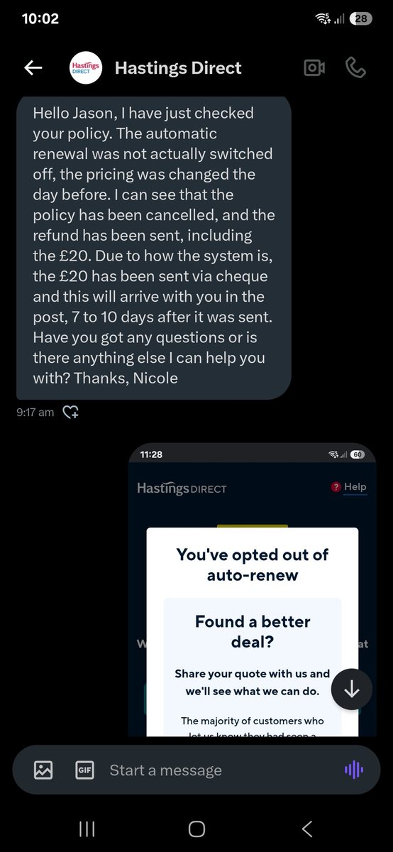 jason7579's tweet photo. @dbboy29 @MichaelSnasdell @HastingsDirect @MartinSLewis So although they are more than happy to take my money by card immediately i have to wait for a CHEQUE to be posted for the outstanding £20.  I've just checked my calendar and I'm sure we're not in 1986 anymore!!!

Another example bad business practices from @HastingsDirect https://t.co/iuD3YLS0IX