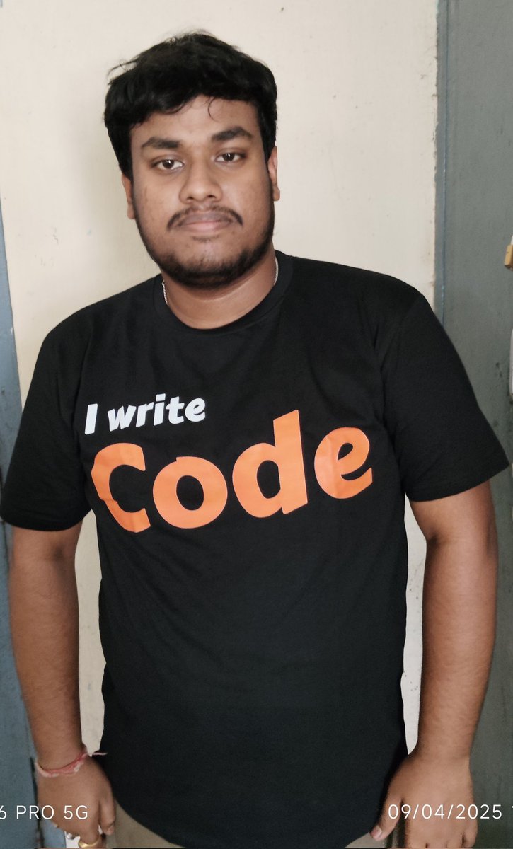 Sourav44281219's tweet photo. Just got this awesome coding tshirt from chai code.
Thank you so much for the thoughtful gift!
Special thanks to @Hiteshdotcom sir @piyushgarg_dev sir @nirudhuuu sir .
#DeveloperLife #SwagAlert #ThankYou https://t.co/r0dYfq4dum