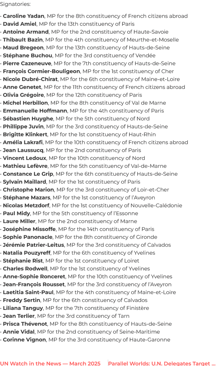 Guy_Non's tweet photo. 42 parlementaires français·es soutiens et complices du #génocide. Comme @UNWatch_fr  

Tout ce petit monde de #racistes pourrait être condamné pour diffamation, avant un #NewNuremberg

https://t.co/LBB2mGvs38 https://t.co/xvj5b1oKiw