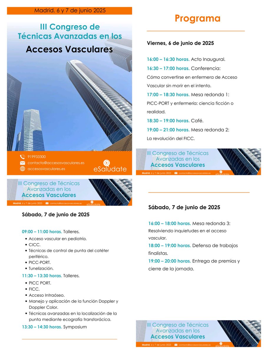 📍¿Aún no te has apuntado al III Congreso de Técnicas Avanzadas en los #AccesosVasculares?

Escoge tu taller favorito y no te quedes sin tu plaza. Networking, aprendizaje, estudios científicos y mucho más.

🗓️ Madrid, 6 y 7 de junio.

🌐 accesosvasculares.es/2025/