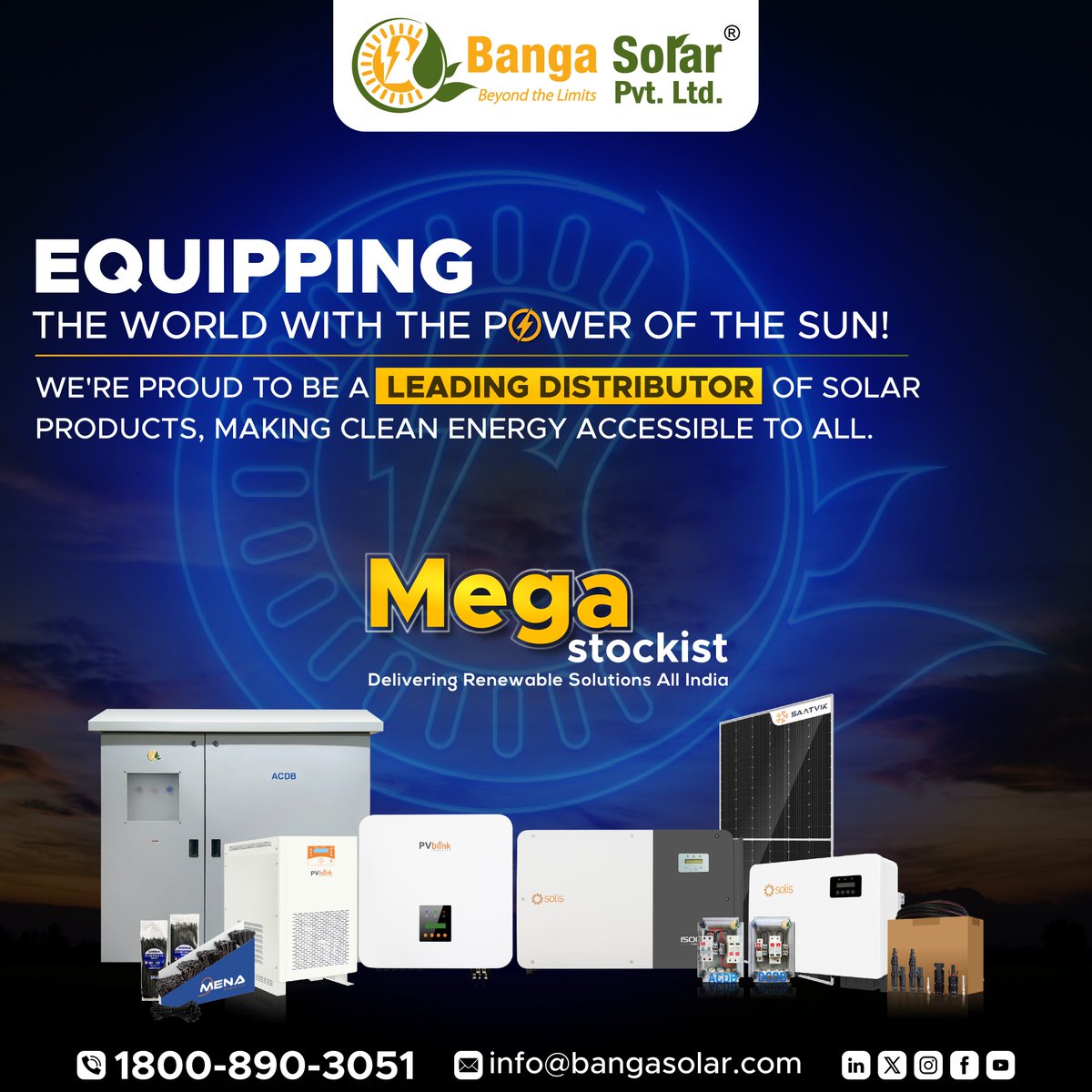 BangaLtd's tweet image. Our mission is simple-make solar energy accessible to everyone.

As a leading distributor of solar products, #BangaSolar is committed to powering progress through sustainable and innovative energy solutions.

 📞1800 890 3051
 🌐bangasolar.com

#solis #pvblink #saatvik