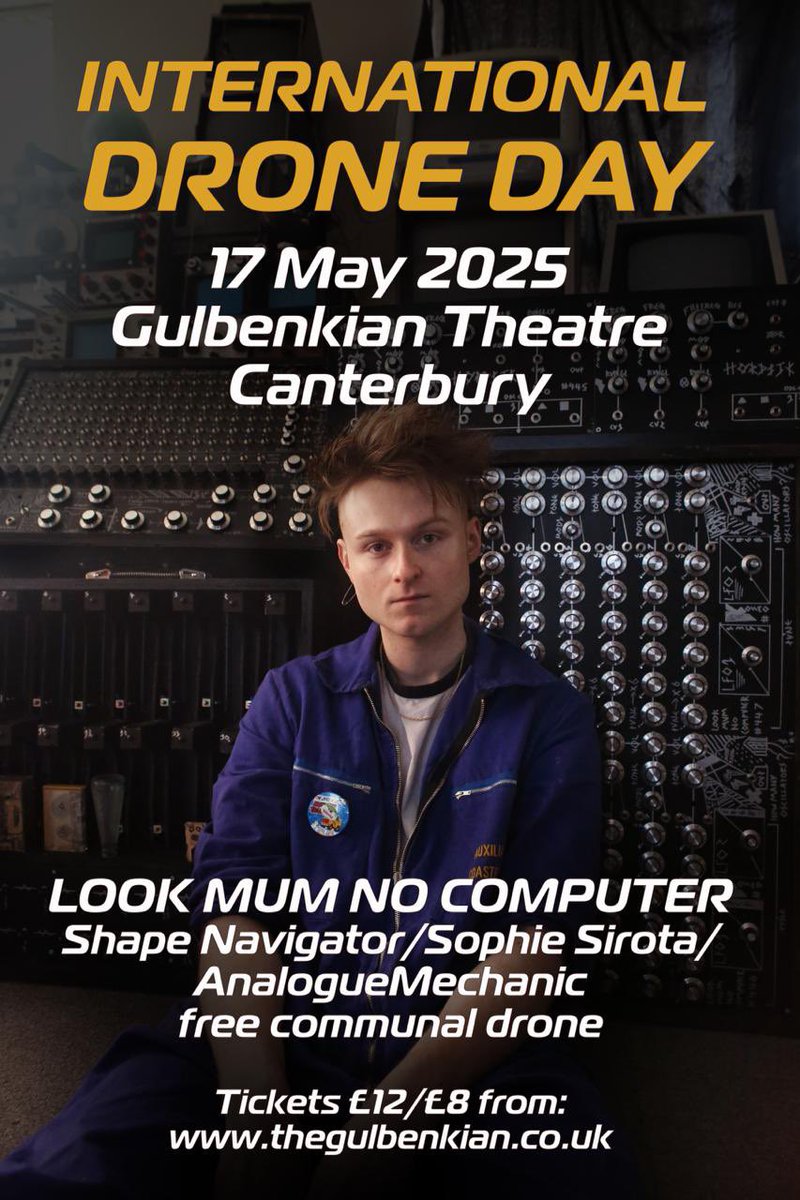 Coastal Electronauts (@celectronauts) on Twitter photo Really looking forward to our 3rd annual International Drone Day event on 17 May <a href="/TheGulbenkian/">Gulbenkian Arts Centre</a> with the amazing <a href="/LOOKMUMNOCMPUTR/">LOOK MUM NO COMPUTER</a> Book now here thegulbenkian.co.uk/events/interna…
#synthmusic #modularsynth #experimentalmusic #livemusic #electronicmusic #analoguesynth Really looking forward to our 3rd annual International Drone Day event on 17 May <a href="/TheGulbenkian/">Gulbenkian Arts Centre</a> with the amazing <a href="/LOOKMUMNOCMPUTR/">LOOK MUM NO COMPUTER</a> Book now here thegulbenkian.co.uk/events/interna…
#synthmusic #modularsynth #experimentalmusic #livemusic #electronicmusic #analoguesynth