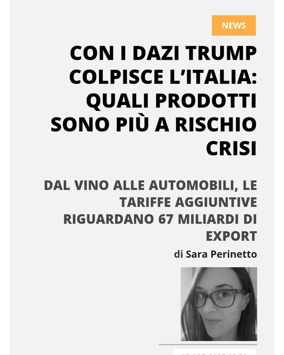 saraperinetto's tweet photo. I #dazi annunciati da #Trump sono una sfida senza precedenti per l’economia italiana.

Ne ho scritto su @RenewableMatter:
 https://t.co/9eAlM024gp

 #usa #italia https://t.co/leSnxdM37d