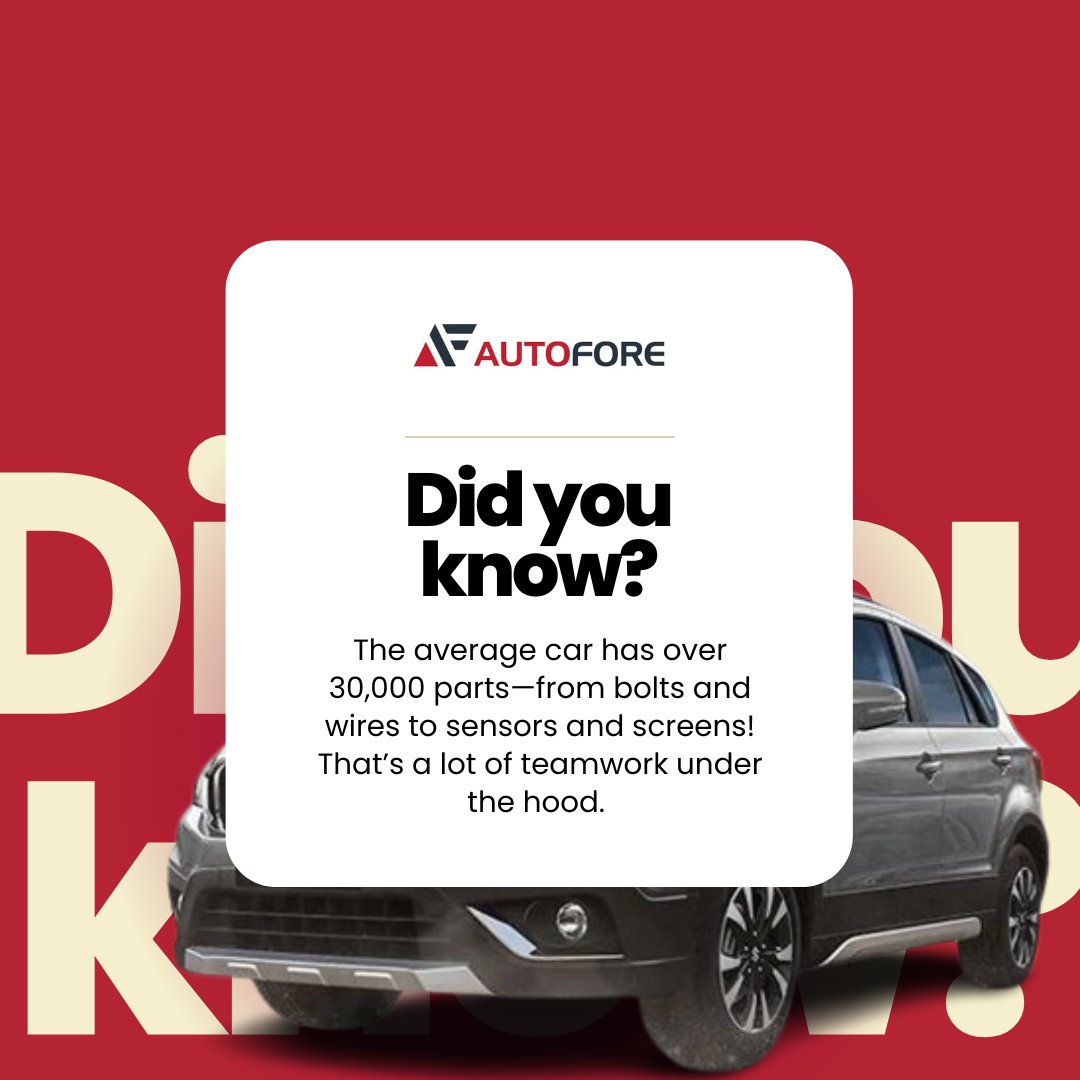 AutoforeUg's tweet image. Did you know? 🚗
The average car has over 30,000 parts! 😲
At AutoFore, we connect you to pros who know how to handle each one.
🔧 Find. Book. Drive.
#AutoFore #CarTrivia #CarCareUG