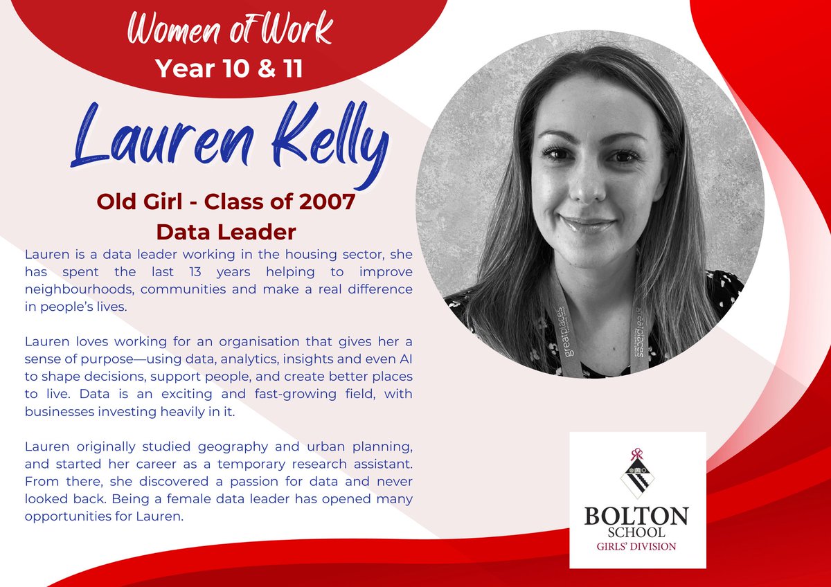 BoltonSch's tweet photo. Last term #BoltonSch welcomed back OG Lauren, a Data Leader in the housing sector. Lauren shared her insight into the industry &amp; her career journey.

The pupils had lots of questions surrounding data &amp; its uses in shaping decisions to support communities. 

#BSGD @BoltonSchAlumni https://t.co/FKPb77EEUW
