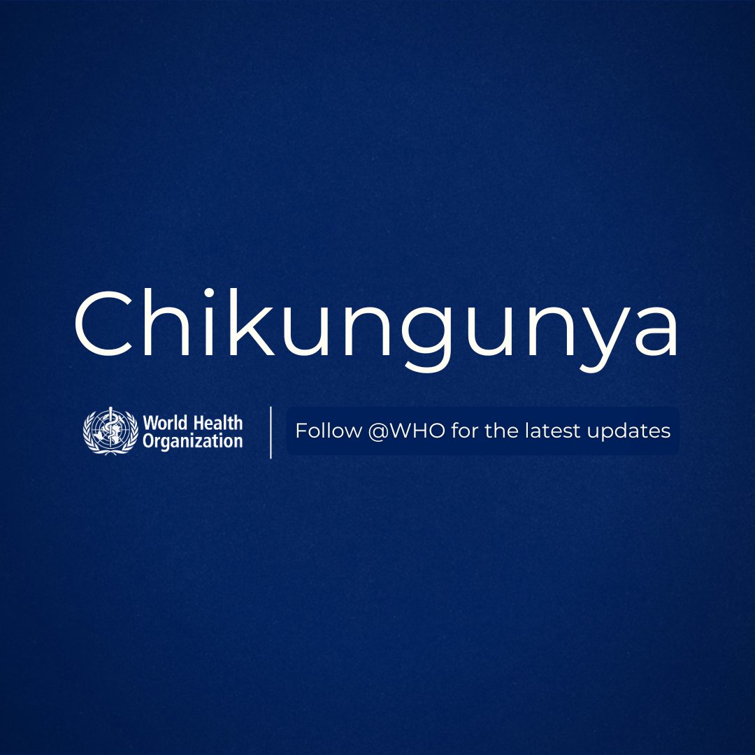 WHO's tweet photo. La Réunion is facing a major #chikungunya epidemic with over 20 000 cases since January 2025. Local transmission has also been reported in Mauritius and Mayotte.

WHO & partners are following closely the situation, reviewing vaccine trial andpost-marketing data, and discussing next steps for their potential use as an additional tool in managing outbreaks.

Chikungunya is transmitted by mosquitoes and causes fever and severe joint pain. Up to 50% of patients can experience severe disabilities affecting daily life that can last for years. Learn more 🔗https://t.co/sgbJ1WamXY