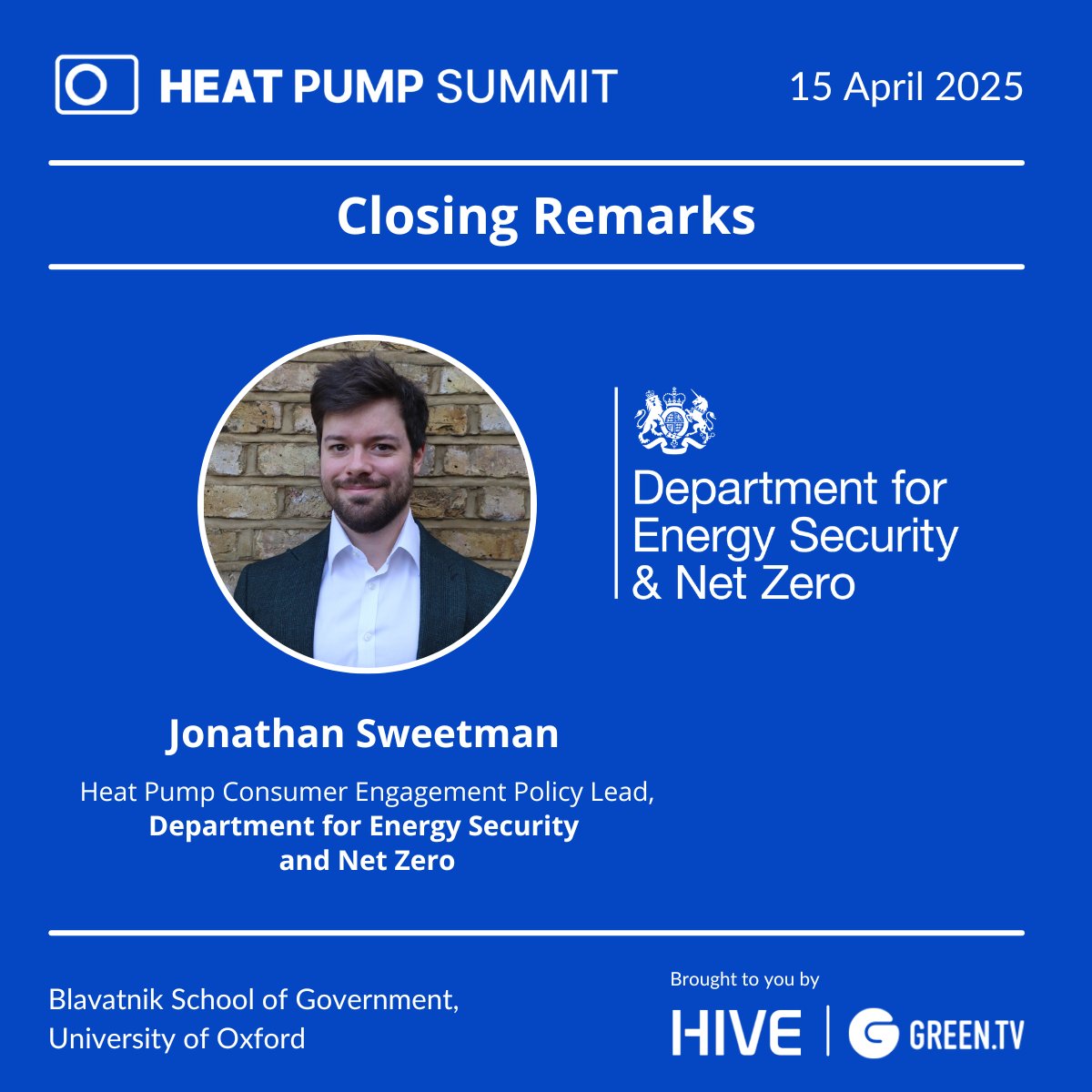 HeatPumpSummit's tweet photo. Jonathan Sweetman, Heat Pump Consumer Engagement Policy Lead at @energygovuk, is set to deliver the Closing Remarks at next week’s Heat Pump Summit.

Secure your delegate pass today: https://t.co/litRHlCwOs

For discounted passes or press access, contact: heatpumpsummit@green.tv https://t.co/6wNJaBFLPQ