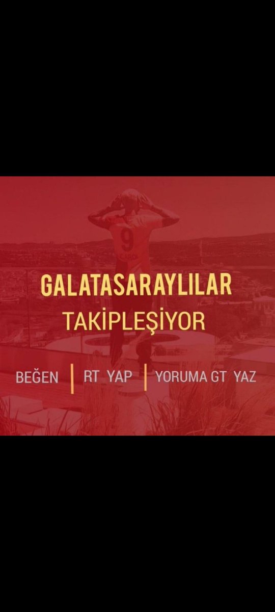 🟡🔴Galatasaray'a gönül vermiş dostlar ile takip ediyoruz 

➡️TAKİP ET
➡️GT YAZ
➡️RT YAP 
➡️BEĞEN

𝐓𝐀𝐊İ𝐏 𝐄𝐃𝐄𝐍𝐄 𝐀𝐍𝐈𝐍𝐃𝐀 𝐆𝐄𝐑İ 𝐃Ö𝐍ÜŞ 𝐘𝐀𝐏𝐈𝐘𝐎𝐑𝐔𝐌.
#Galatasaraylılartakipleşiyor
#Gslilertakipleşiyor
#Hedef2️⃣5️⃣