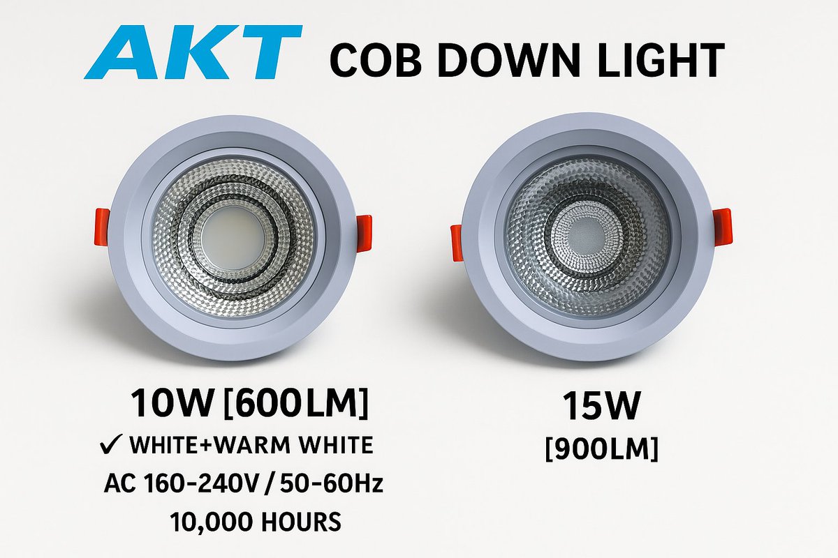 💡 Light up your space with AKT COB Downlights (10W &amp; 15W)!

✅ Energy Saving
✅ Ultra Bright
✅ Modern Look
✅ Easy to Install
Perfect for homes, offices &amp; shops.
📩 DM to order!
#LEDLighting #Downlight #AKTLighting #BrightIdeas #HomeUpgrade #LightingSolutions