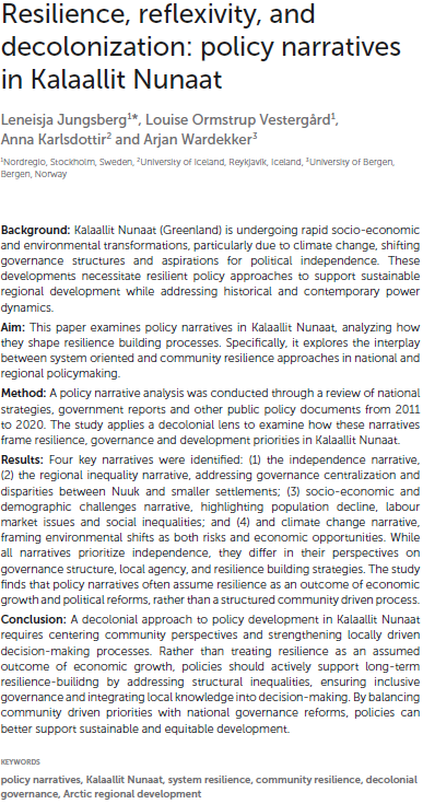 Arjan Wardekker (@arjan_wardekker) on Twitter photo New paper: Resilience, reflexivity, and decolonization: policy narratives in Kalaallit Nunaat. By <a href="/leneisja/">Leneisja Jungsberg</a> Louise Ormstrup Vestergård <a href="/AKarlsdttir/">Anna Karlsdóttir</a> <a href="/Arjan_Wardekker/">Arjan Wardekker</a>. <a href="/SeMPER_Arctic/">SeMPER-Arctic</a>. <a href="/FrontSustain/">Frontiers - Sustainability</a> Frontiers in Climate.
frontiersin.org/journals/clima… New paper: Resilience, reflexivity, and decolonization: policy narratives in Kalaallit Nunaat. By <a href="/leneisja/">Leneisja Jungsberg</a> Louise Ormstrup Vestergård <a href="/AKarlsdttir/">Anna Karlsdóttir</a> <a href="/Arjan_Wardekker/">Arjan Wardekker</a>. <a href="/SeMPER_Arctic/">SeMPER-Arctic</a>. <a href="/FrontSustain/">Frontiers - Sustainability</a> Frontiers in Climate.
frontiersin.org/journals/clima…