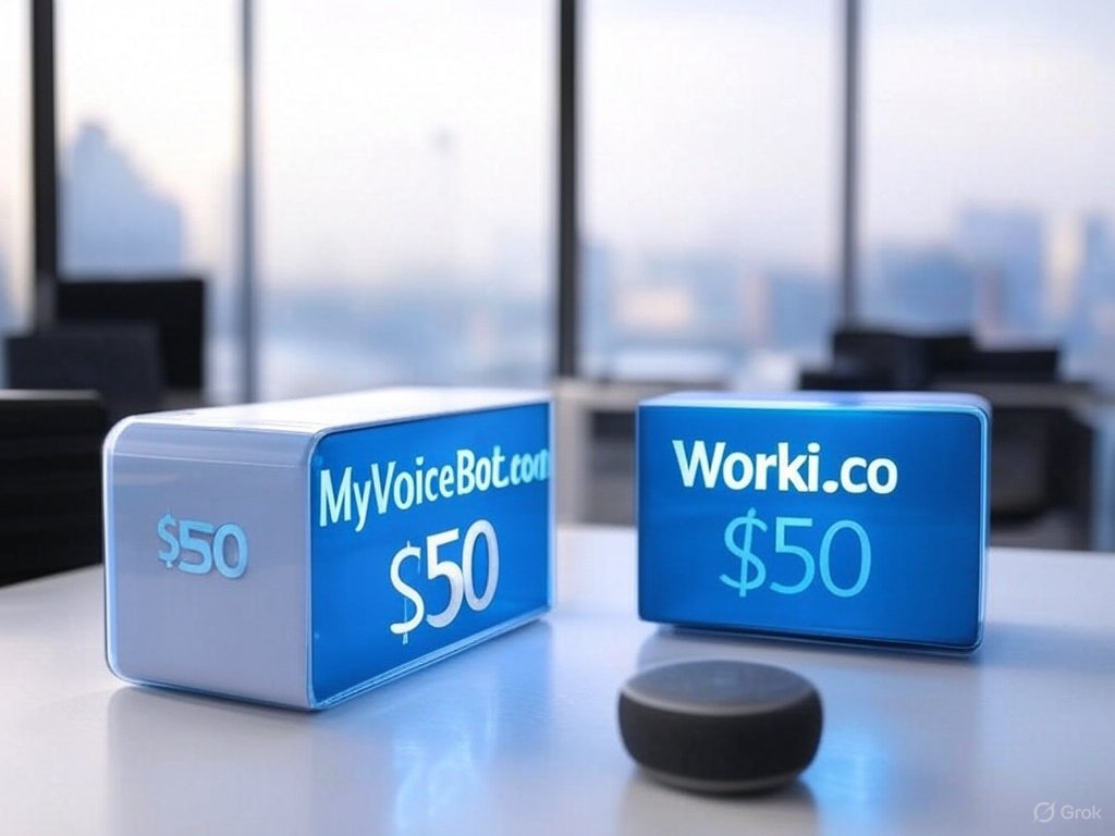 Selling High value Domains for 
Cheap

MyVoiceBot.com

Just -50$
.net and .io taken

- your personalized voice bot
- Lots of potential/ Ai Boom.
-Easy to develop

Worki.co

Just -50$

-Modern and memorable.
-Great for remote work or productivity tools.