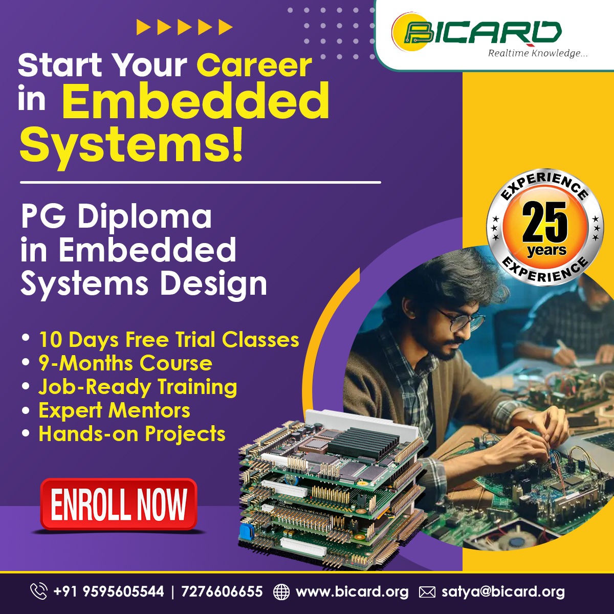 Bicard4's tweet image. 🚀 Start Your Career in Embedded Systems! 🚀

🎯 PG Diploma in Embedded Systems Design
✅ 10 Days Free Trial Classes
✅ 9-Months Job-Ready Training
✅ Expert Mentors &amp;amp; Hands-on Projects

📞 Call/WhatsApp: 9595605544 | 7276606655

#EmbeddedSystemsCourse #PGDiploma #JobReady