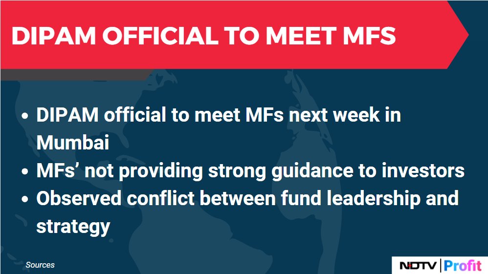 NDTVProfitIndia's tweet image. #DIPAM official to meet MFs next week in Mumbai. @Shrimichoudhary 

For the latest news and updates, visit: ndtvprofit.com