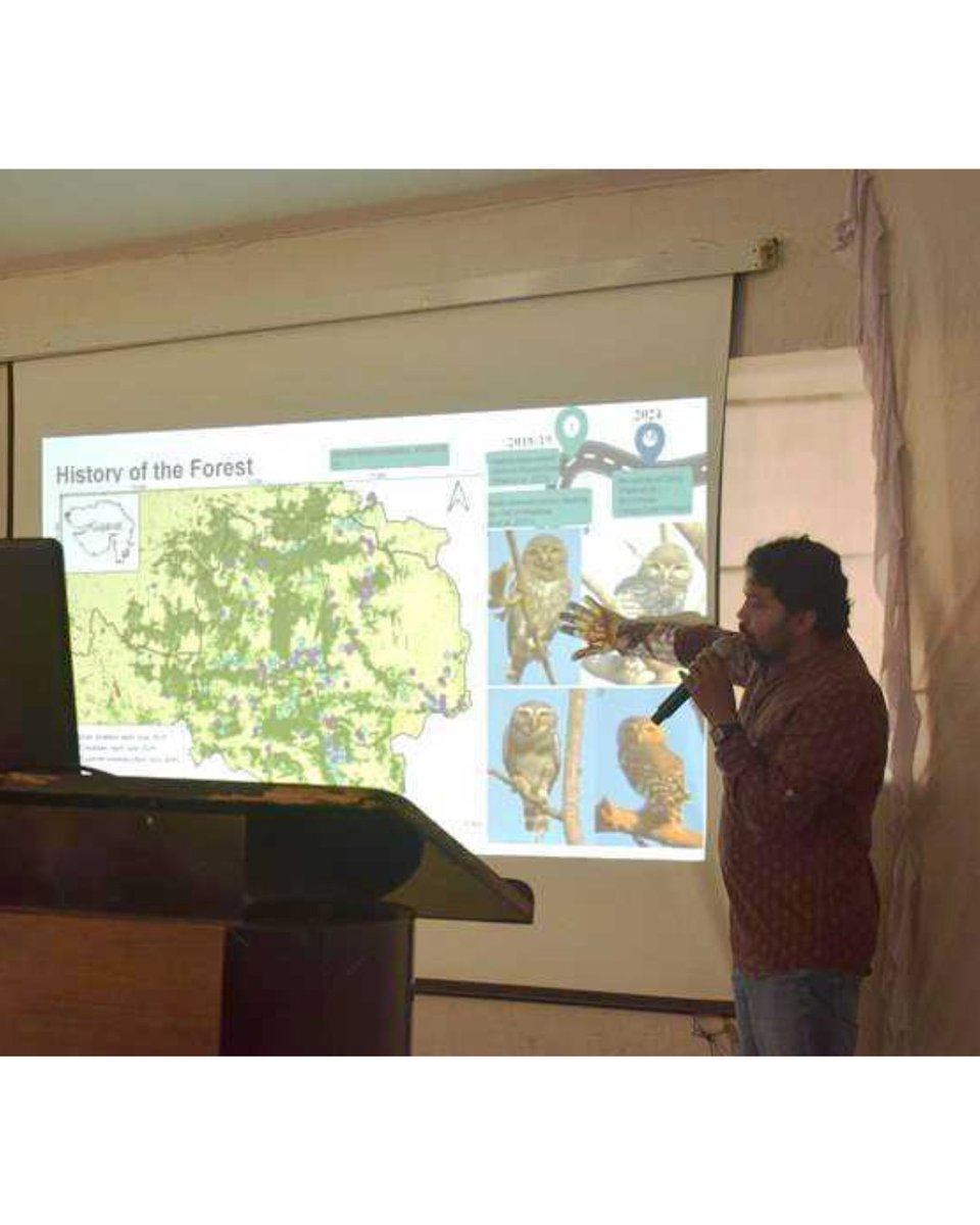 WCSIndia's tweet image. Kaushal Patel, WCS-India, spoke on the endangered forest owlet. Aditya Roy, Soar Excursions, covered Gujarat’s vultures, while Pavan Patel, Soar Excursions &amp;amp; Mukesh Bhatt, Peter Scott Trust shared insights on local wildlife &amp;amp; bird call recordings.