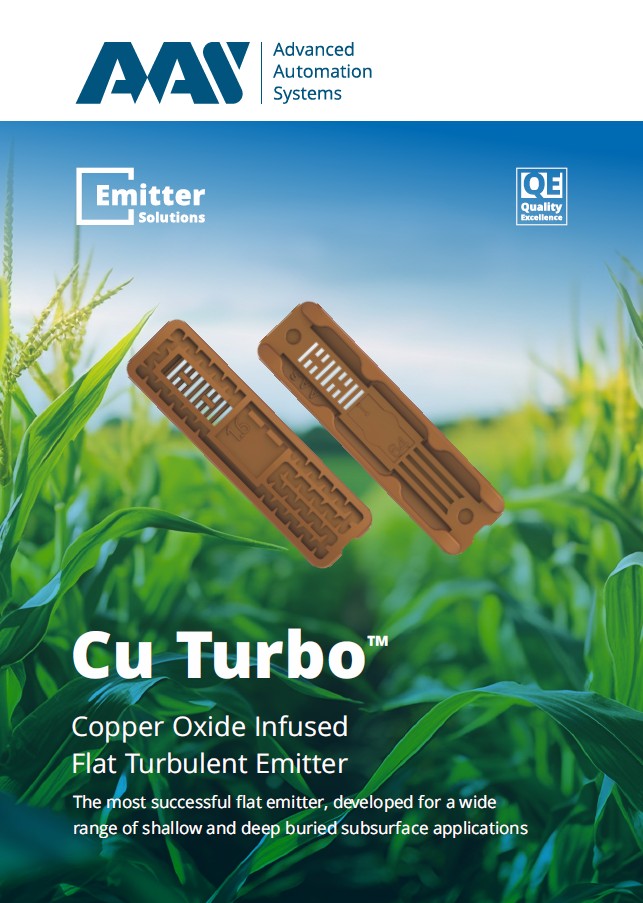 aasystemseu's tweet photo. Cu Turbo ™
Copper Oxide Infused Flat Turbulent Emitter.
The most successful flat emitter, it is now developed for a wide range of both shallow and deep buried subsurface applications.
https://t.co/N1ImBZmWGo
#WeKnowDrip #SDI #DripIrrigation #emitters #CopperCompound #drippers https://t.co/QzCzRjv2SZ