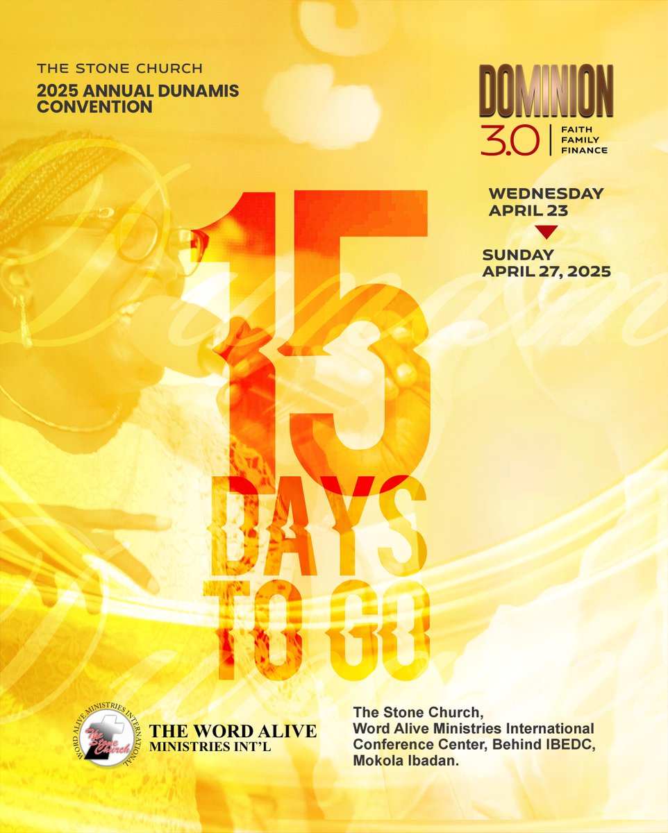 thestoneng's tweet photo. Dunamis 2025 is just 15 days away… we can’t wait to host you.
Be our guest 🤗
April 23rd - 27th, 2025
#Dunamis2025 #Dominion3.0 #TheStoneChurch https://t.co/zlkWaEWLlc