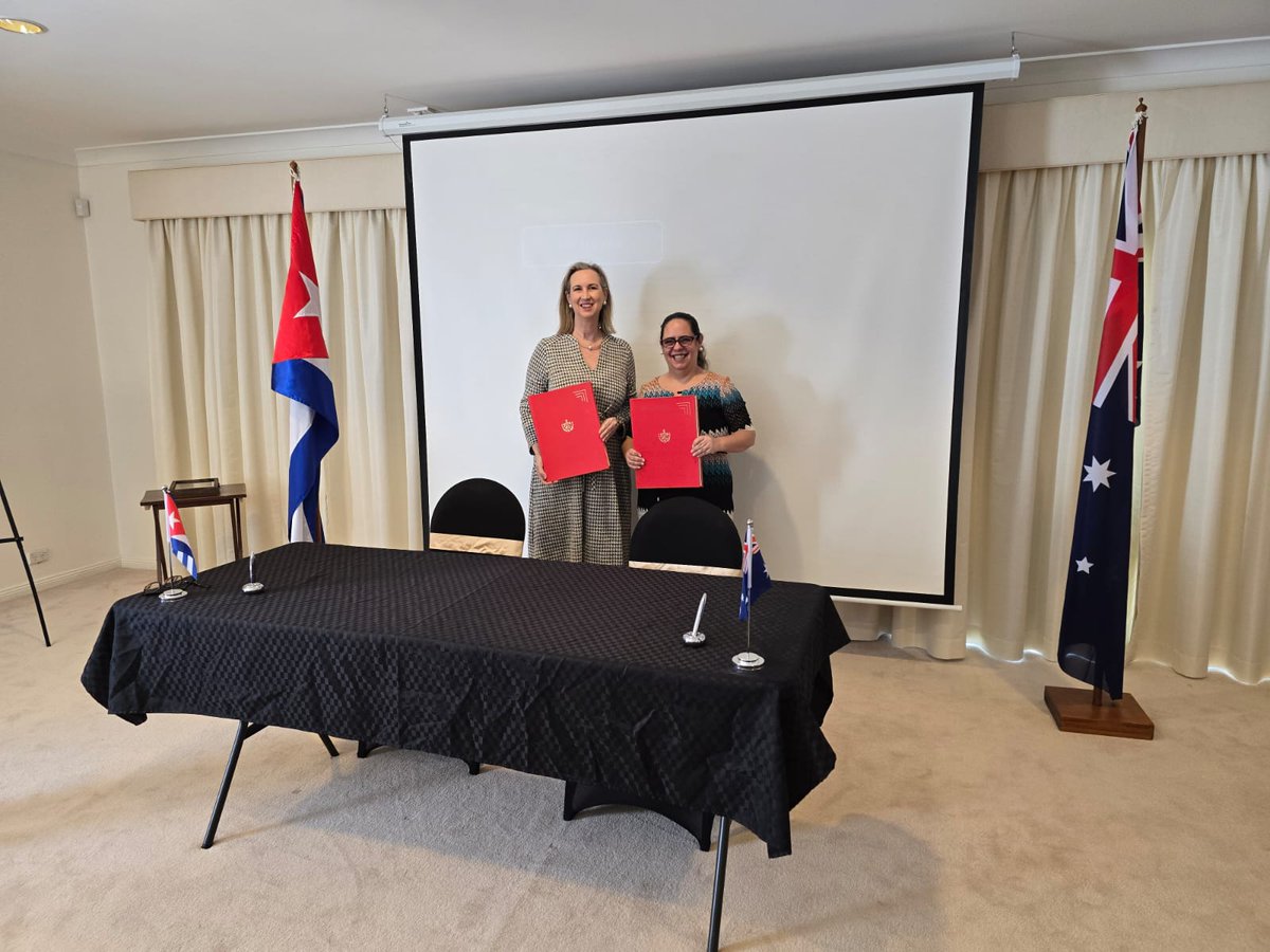 EmbassyCubaAUS's tweet photo. Cámara de Comercio de Cuba y Consejo de Negocios Australia-Latinoamérica #ALABC firman Acuerdo de Cooperación 🇦🇺🇨🇺
Más información aquí 👇
https://t.co/Y7697Eh9Tw... https://t.co/cDSbL0twZu