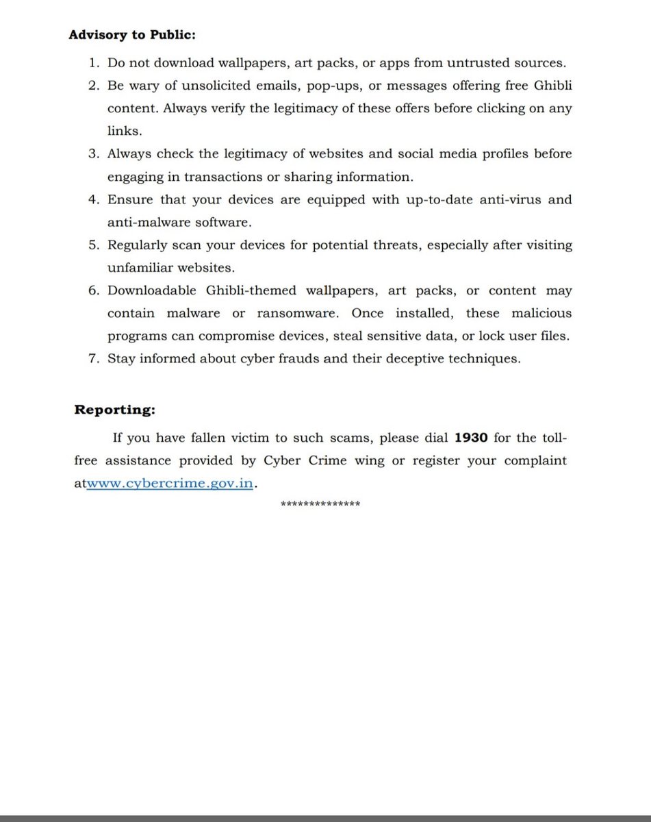 Police cautions public to be wary of Ghibliart trend