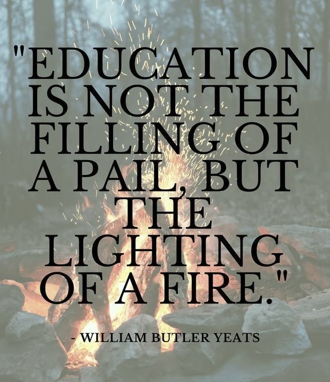 Principal_H's tweet photo. EDUCATION IS NOT THE FILLING OF A PAIL, BUT THE LIGHTING OF A FIRE.

#education #teachers https://t.co/DrzOf7dDiM