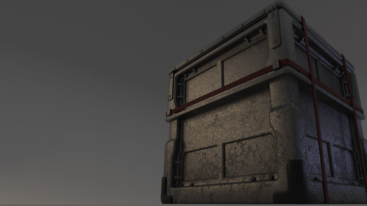 WheatyP's tweet photo. Back to my game dev roots with this crate!  Practicing procedural texturing in Blender—masking, subtle scratches from a forklift, and a broken QR code. What do you think? #3DArt #GameDev #Blender #ProceduralTexturing #ArtStation https://t.co/kDo4d5daqb