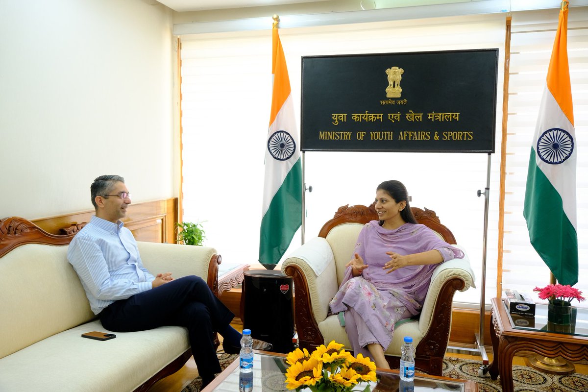 khadseraksha's tweet photo. Engaged in a thoughtful interaction with Olympic champion Shri @Abhinav_Bindra ji. We deliberated on making our sports ecosystem more athlete-centric and performance-oriented.

1/3 https://t.co/ejFtjwVwZt