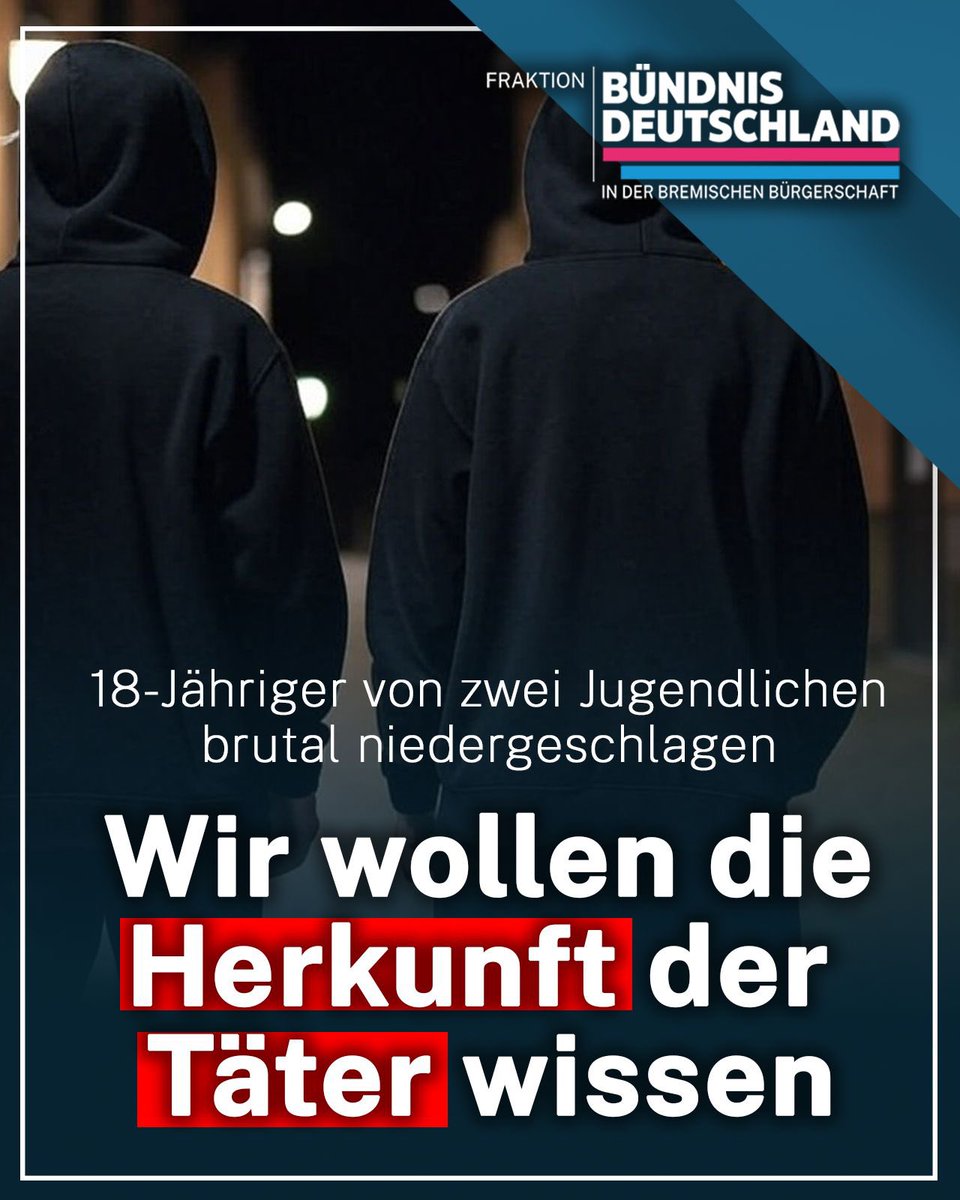 Brutale Gewalttat am Hillmannplatz – wir fordern Aufklärung vom Bremer Senat!

In der Nacht zu Sonntag kam es laut einer Pressemitteilung der Polizei Bremen zu einem Übergriff auf einen 18-jährigen Jugendlichen. Zwei Tatverdächtige – 16 und 18 Jahre alt – sollen das Opfer so